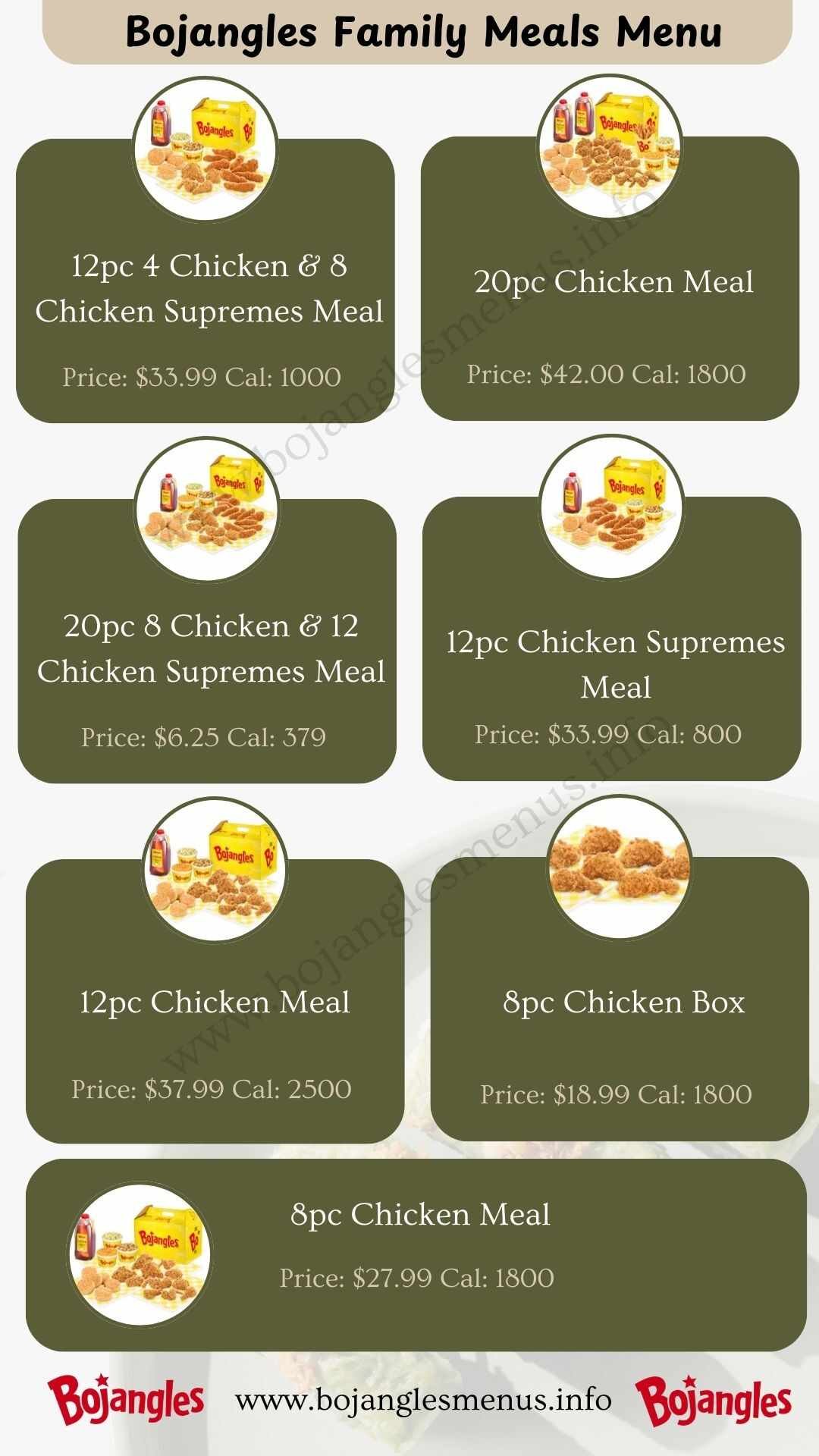 Bojangles Family Meals Menu