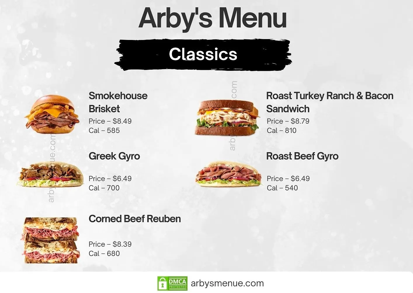 Arby’s Classics Menu