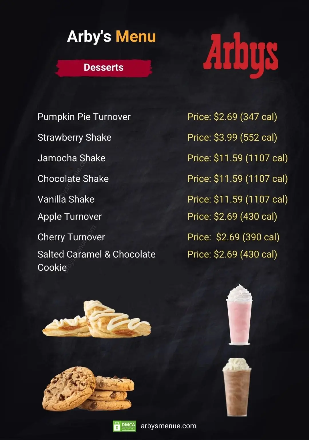 Arby’s Desserts Printable Menu