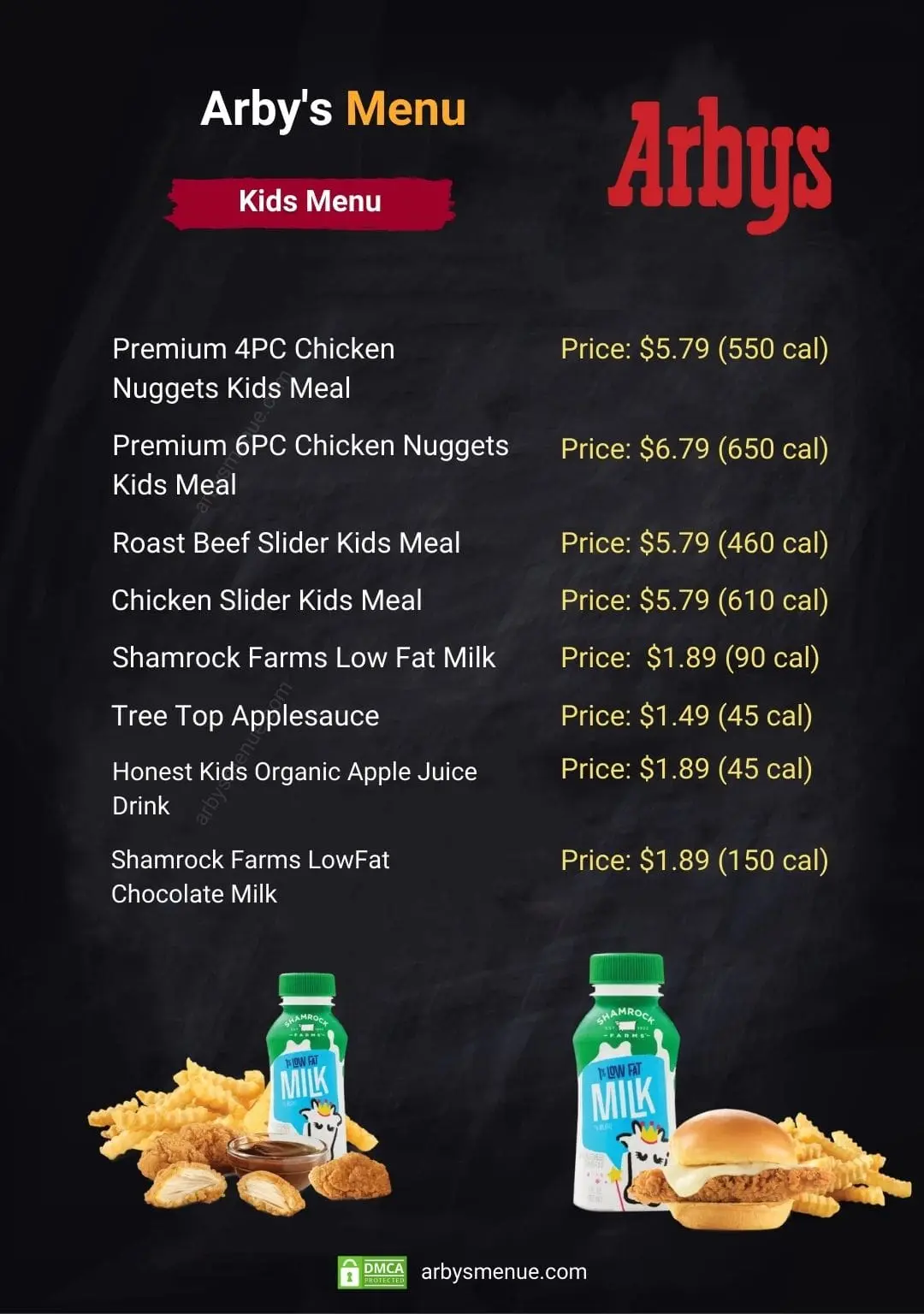 Arby’s Kids Printable Menu