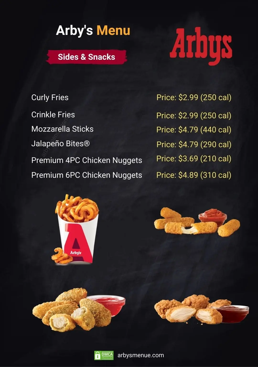 Arby’s Sides & Snacks Printable Menu