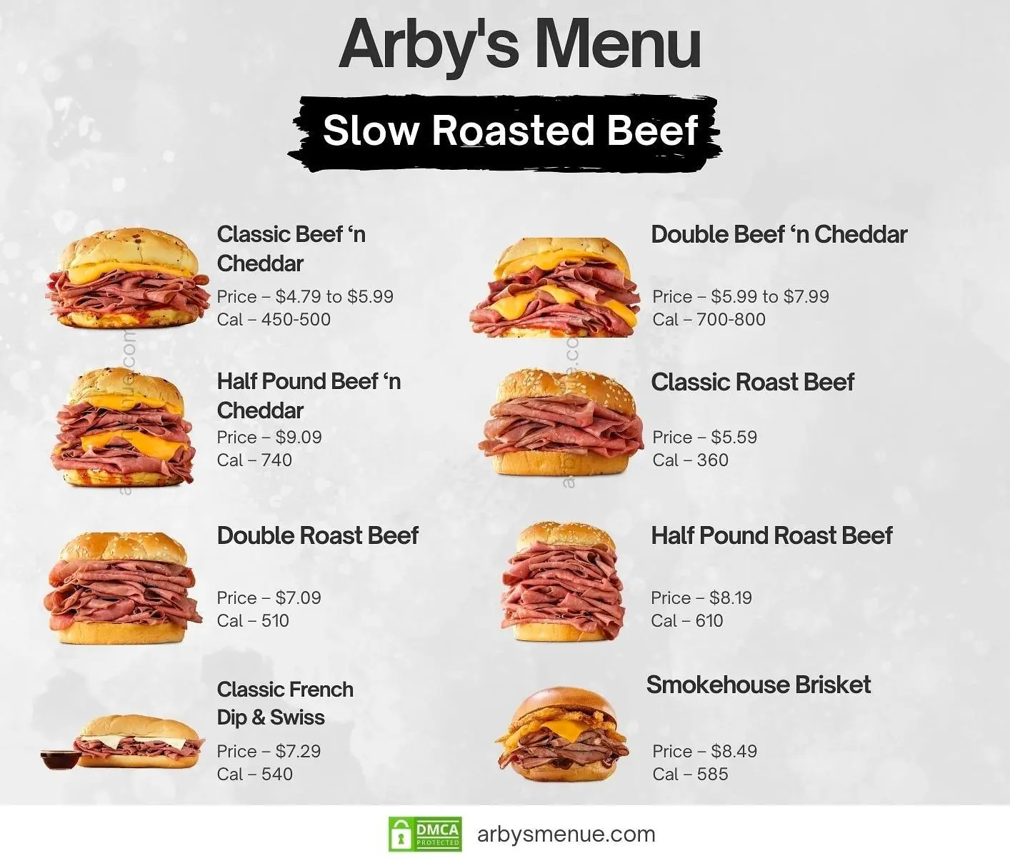 Arby’s Slow Roasted Beef Menu